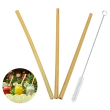 Pajitas de bambú ecológicas con cepillo de limpieza para fiesta, cumpleaños, boda, pajitas de madera biodegradables, vajilla, 3 unids/set por juego 2024 - compra barato