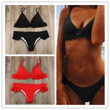 Bikini brasileño con Push-Up para mujer, bañador Sexy, ropa de playa unicolor, traje de baño con Tanga, conjunto de Bikini 2019 2024 - compra barato