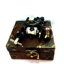 NEW Liner/Shader Black Star Tattoo Machine Gun 10 Wrap Coils Supply Ink Kit needles supply with Classical wood Tattoo box 2024 - buy cheap