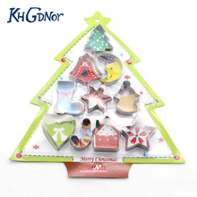KHGDNOR 10pcs/set Stainless Steel Cookie Cutter Christmas Star Heart Tree Sock Shape Mold Christmas Series Biscuit Cutters 2024 - buy cheap