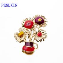 Fashion brooches as antique vase drops of oil sunflower sunflower brooch dress adorn article 2024 - buy cheap