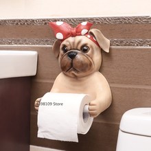 Soporte de papel higiénico creativo para baño, caja de pañuelos para el hogar con bonito perro, soporte de decoración para colgar en la pared para papel de cocina 2024 - compra barato