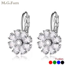 MGFam Flowers Hoop Earrings For Fashion Women White Gold Color AAA+ Cubic Zircon Hot 5 Colors Choice Lead and Nickel Free 2024 - buy cheap