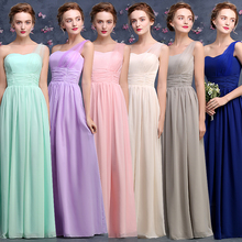 Custom Made 100 COLOR One Shoulder Blue Green Coral Pink Purple Bridesmaid Dresses Sweet Memory Long Chiffon Wedding Party Dress 2024 - buy cheap