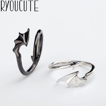 Anéis punk vintage para mulheres, asas, cor prata, jóias para meninas, tamanho ajustável, anéis para dedos abertos 2024 - compre barato