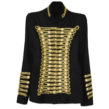 Women retro autumn unique runway rock punk jacket wool blends Napoleon gold buttons high quality vintage jacket 2024 - buy cheap