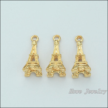 Colgante de aleación KC para hacer joyas, joyería de color dorado de la Torre Eiffel, abalorios para pulsera, collar, JC-675 de joyería artesanal, venta al por mayor, 50 Uds. 2024 - compra barato