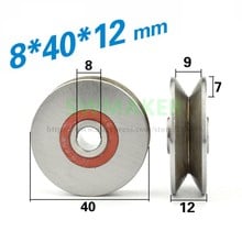 1 pcs 8*40*12mm V sulco rolamento da polia, groove, sobre o fio, corda de fio guia da roda, groove roda de elevação, rolando V9 2024 - compre barato