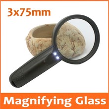 3 Times 75mm Child Toy Pocket Handheld Magnifying Glass loupe Magnifier for Old Man with 2 LED lamp Lights Army Green Magnifer 2024 - buy cheap