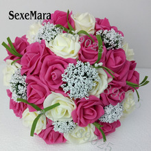 Cheap Wedding Accessories Bridal Bouquet Pink Red Purple Artificial Wedding Flowers Buque De Noiva High Quality 2024 - buy cheap