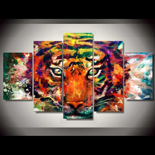 Wall Art Home Decoration Posters Frame 5 Panel Colorful Tiger Modular Picture Living Room HD Printed Modern Painting On Canvas 2024 - buy cheap