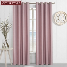 Cortinas blackout icecur 100%, para quarto, sala de estar, cores sólidas, moderna, cortinas para janelas finalizadas, aceita personalização 2024 - compre barato