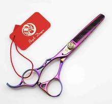 579# 5.5'' Left-Hander Brand Purple Dragon Hairdressing Scissors JP 440C 62HRC Diamante Barbers's Thinning Scissors Hair Shears 2024 - buy cheap
