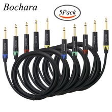 Bocha-Cable de Audio OFC para instrumento de guitarra, 1/4 pulgadas, 6,35mm, TS a 6,35mm, blindaje trenzado, paquete de 5 2024 - compra barato