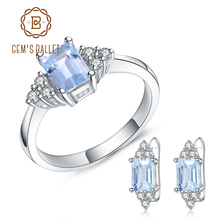 GEM'S BALLET-Conjunto de pendientes y pendientes de Topacio azul cielo Natural, joyería de plata de ley 925, conjunto de piedras preciosas para mujer 2024 - compra barato