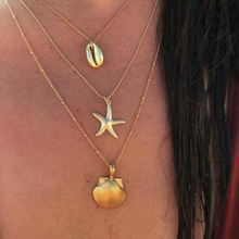 2019 Summer Fashion Gold Color Multi-Layered Starfish Shell Scallop Pendant Necklaces For Women Lady's Boho Necklace Jewelry 2024 - buy cheap