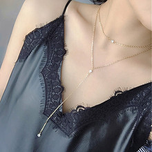 2022 Hot Sale Gold Color Long Tassel Choker Necklace With Crystal For Women Charm Jewelry Accessories Double Layer Chokers Chain 2024 - buy cheap