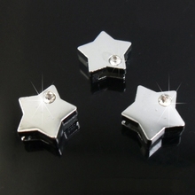 50PCS 8mm Silver Rhinstone Star Slide Charms Slide Beads DIY 8mm Bracelets Wristbands,Belt Straps Pet Name Collar 2024 - buy cheap