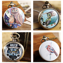 Retro Owl Pocket Watch with Chain Necklace Pendant Mens Flip Open Case Fob Watches Dresses Gifts Hour Clock for Men Women Ladies 2024 - buy cheap