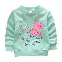 Толстовки для маленьких девочек; весенние Рубашки для младенцев; футболки с длинными рукавами; весенняя одежда 2018; Детский свитер с рисунком кролика 2024 - купить недорого