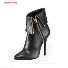 Emma King Brand Design Contracted Solid Black Women Pointed Toe Stiletto High Heels Shoes Booties Ankle Boots Woman Ladies Shoes 2024 - buy cheap