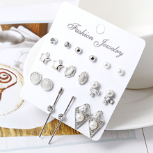 XIYANIKE 9Pair Fashion Geometric Crystal Stud Earring Bijoux Vintage Beads Heart Long Earrings Set For Women Party Jewelry E1193 2024 - buy cheap