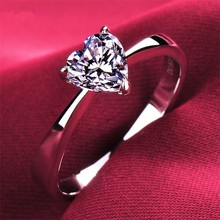 Lovely Design 18K White Gold Au750 Engagement Ring 1Ct Heart Shape Diamond Female Wedding White Gold Ring Fine Jewelry 2024 - buy cheap