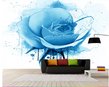 Beibehang-papel tapiz 3d personalizado de cualquier tamaño, pintura de acuarela, rosa azul, sala de estar mural para, dormitorio, Fondo de pared, papel tapiz 3d 2024 - compra barato