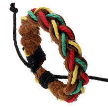 Плетеный плетеный браслет из натуральной кожи, разноцветная веревка ручной работы, простые браслеты унисекс, регулируемый кожаный браслет, браслет, ювелирные изделия 2024 - купить недорого