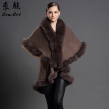 Women Fur Scarves Stole Genuine Fox Fur Collar Coat Female Poncho Real Fur Pashmina Fashion Winter Furry Shawl Cape Luxury Brand 2024 - buy cheap