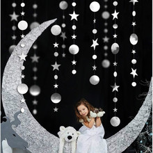 4 м яркое Золотое серебро звезда круглая форма баннер бумага гирлянды с днем первого дня рождения для мальчиков и девочек украшения для вечеринки Рождественский баннер 2024 - купить недорого