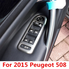Cubierta de interruptor de cristal para Peugeot 508 2015, accesorios de decoración de puerta, ventana, botón, Panel de acero inoxidable, 4 Uds. 2024 - compra barato