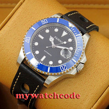 Relógio masculino paryota, mostrador preto, 40mm, movimento automático, vidro safira, p459 2024 - compre barato