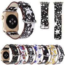 Leather Loop Strap For Apple Watch Band 4 44/40mm Pentagram Replacement Bracelet Wristband Accessories For Iwatch 3/2/1 42/38mm 2024 - buy cheap