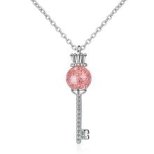 New Crown Key Pink Strawberry Crystal Pendant Necklaces For Women Short Clavicle Chain Choker Jewelry SAN60 2024 - buy cheap