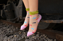 12pairs/lot korean style woman cartoon glass socks casual summer spring shoes patterns crystal socks 2024 - buy cheap