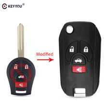 Чехол для автомобильного ключа-пульта KEYYOU с 4 кнопками для Nissan Versa 2012 2013 2014 2015 для Nissan Rogue 2008-2016 2024 - купить недорого