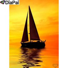 DIAPAI 100% Full Square/Round Drill 5D DIY Diamond Painting "Boat sunset scenery"Diamond Embroidery Cross Stitch 3D Decor A21198 2024 - buy cheap