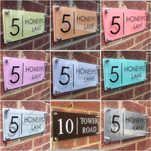 300*140mm Customized Transparent Acrylic House Number Plaques Sign Plates House Signs with Backing Panels and Films 2024 - buy cheap