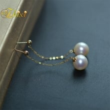 ZHIXI-pendientes de oro de 18K para mujer, joyería de perlas finas, pendientes de perlas naturales de agua dulce para mujer, 8-9/9-10mm, regalo de boda clásico E355 2024 - compra barato