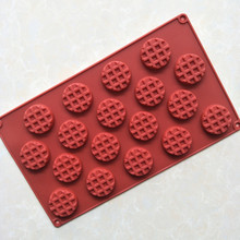 Waffle forma molde de chocolate, hielo bloque decoración herramientas molde de silicona molde Fondant molde cortador de galletas redondo 2024 - compra barato