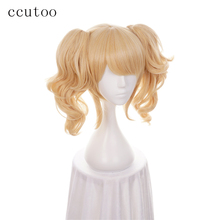 ccutoo Golden Blonde Mix Short Curly Synthetic Hair Cosplay Costume Wigs With Chip Ponytails Heat Resistance 2024 - buy cheap