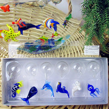 Golfinhos de vidro feito à mão personalizados para aquário flutuante, cavalo sentado, baleias, figuras de polvo decoração estilo mar tanque 2024 - compre barato