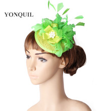 Sinamay  Fascinator Headpiece Feather Flower Wedding Headwear Race Hair Accessories Millinery Church Hats Multiple Color MYQ118 2024 - buy cheap