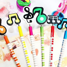Lote de 6 lápices de madera de notas musicales Kawaii para niños, lapiceros escolares bonitos, regalos de papelería 2024 - compra barato