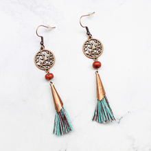 Pendientes redondos de estilo bohemio para mujer, aretes con borlas y hojas de vid huecas, cadena de cuentas de madera de Color con flecos, accesorios para mujer 2024 - compra barato