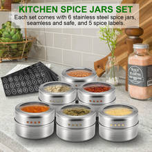 Magnetic Spice Jar With Stickers Stainless Steel Spice Tins Pepper Seasoning Sprays Tools with Stickers Clear Lid 2024 - buy cheap