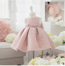 2022 New Summer Baby Girl Baptism Dress With Hat Gown Ball Pink Formal Baptism Clothes Baby Girl Christening Gowns 164707 2024 - buy cheap