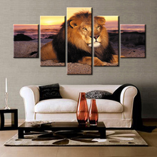 For Living Room Framework 5 PiecesSet Lion Painting Modular Picture Modern Cuadros Decoration HD Print Canvas Art Wall 2024 - buy cheap