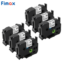 Наклейки Fimax 6 шт., совместимые с Brother, TZe141, TZe 141, 18 мм, черные на прозрачных лентах, лента для принтера brother 2024 - купить недорого